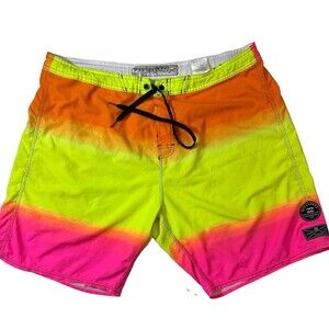 Billabong Platinum X PX3 Board Shorts Mens 36 Neon Orange Yellow Pink Gradient